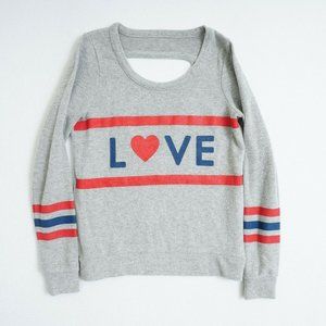 Chaser Womens Sweater Top Open Back Gray Purposeful Pilling Size XS "LOVE"